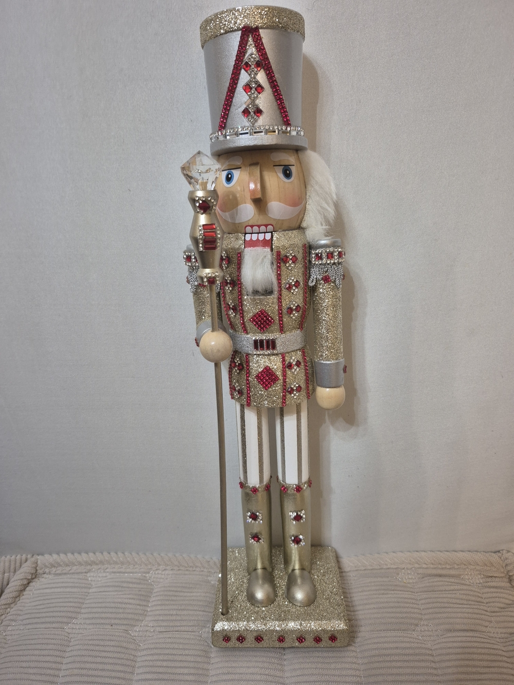 Gold and Red Nutcracker Holiday Figurine - Decorative Christmas Soldier